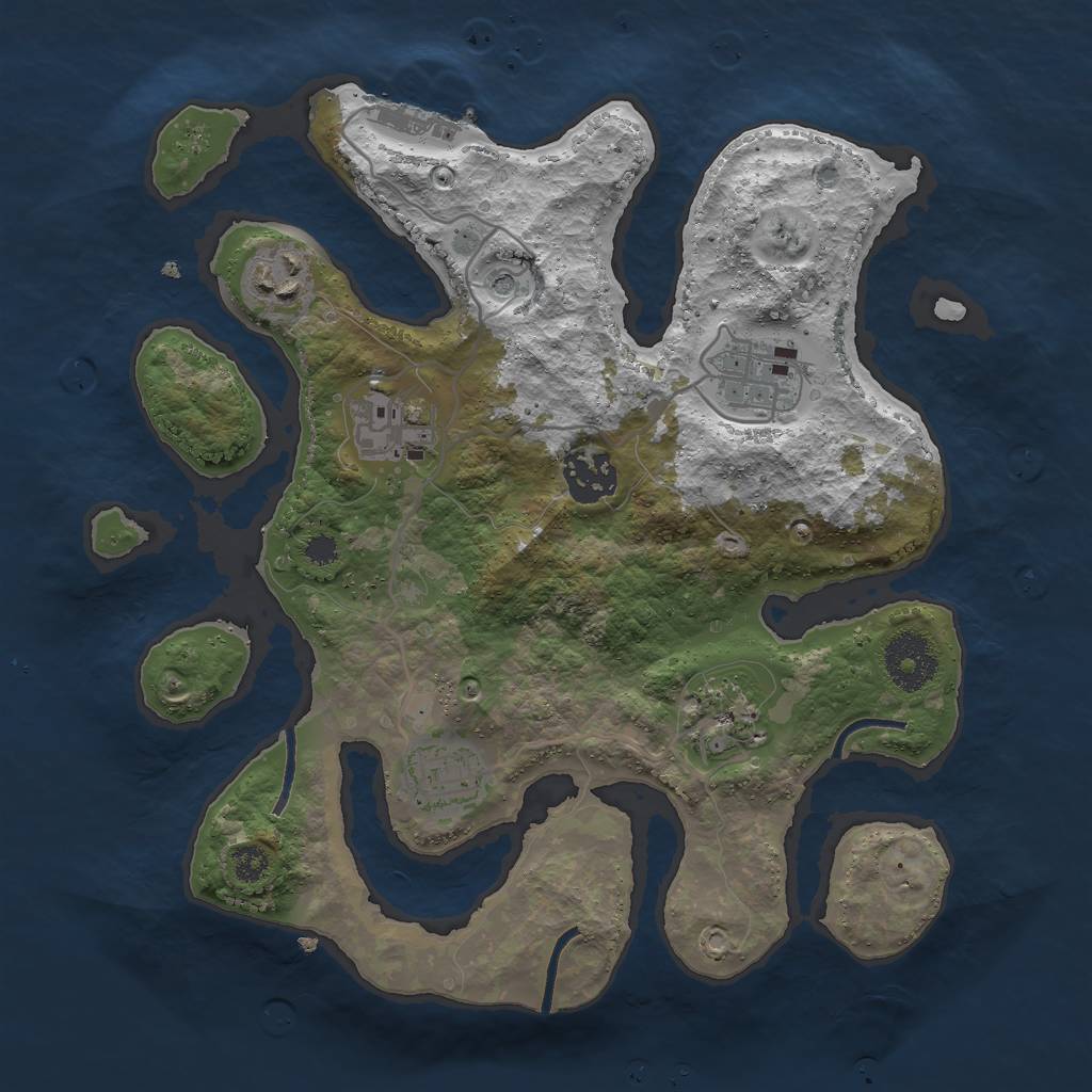 Rust Map: Procedural Map, Size: 3000, Seed: 32167, 10 Monuments