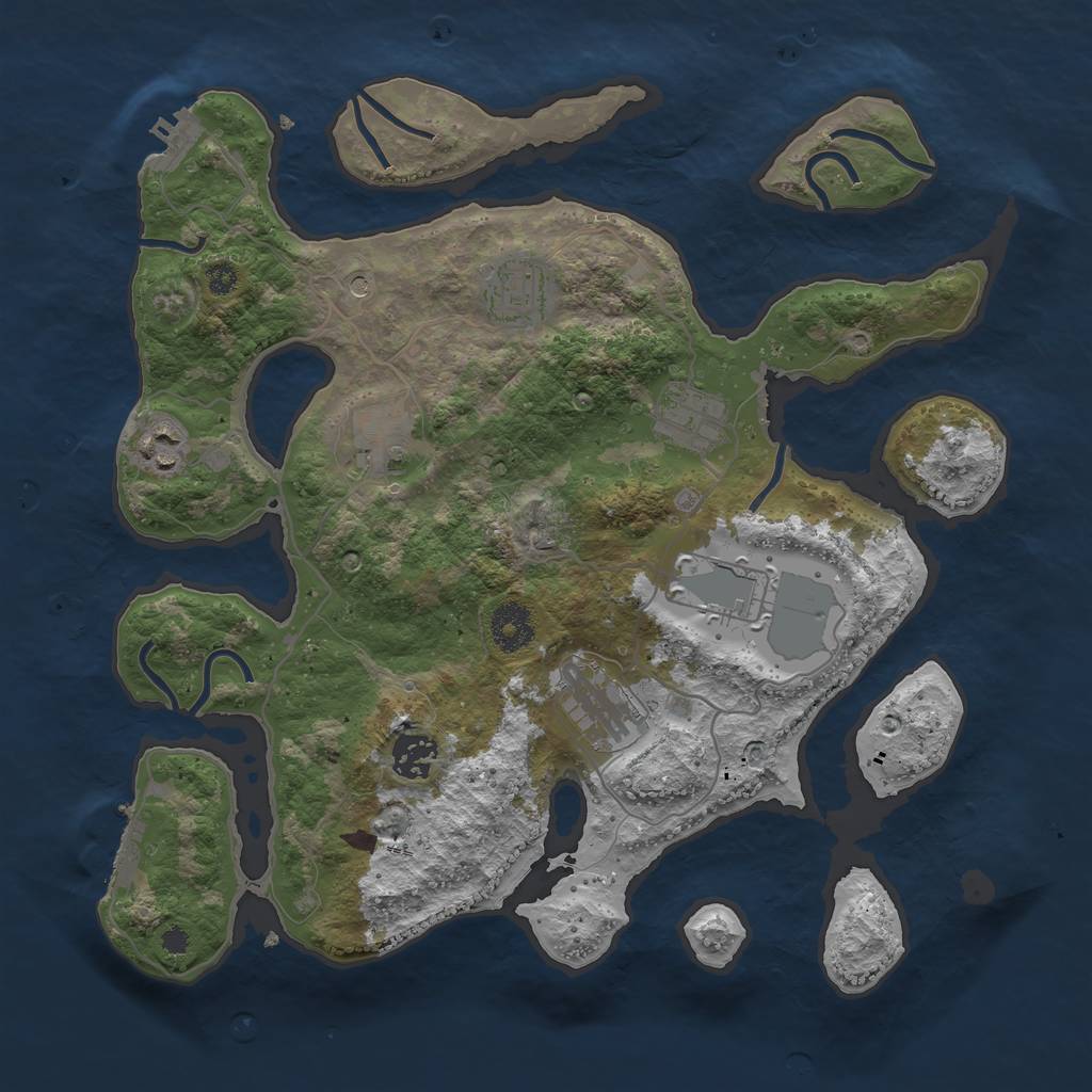 Rust Map: Procedural Map, Size: 3500, Seed: 162026125, 12 Monuments