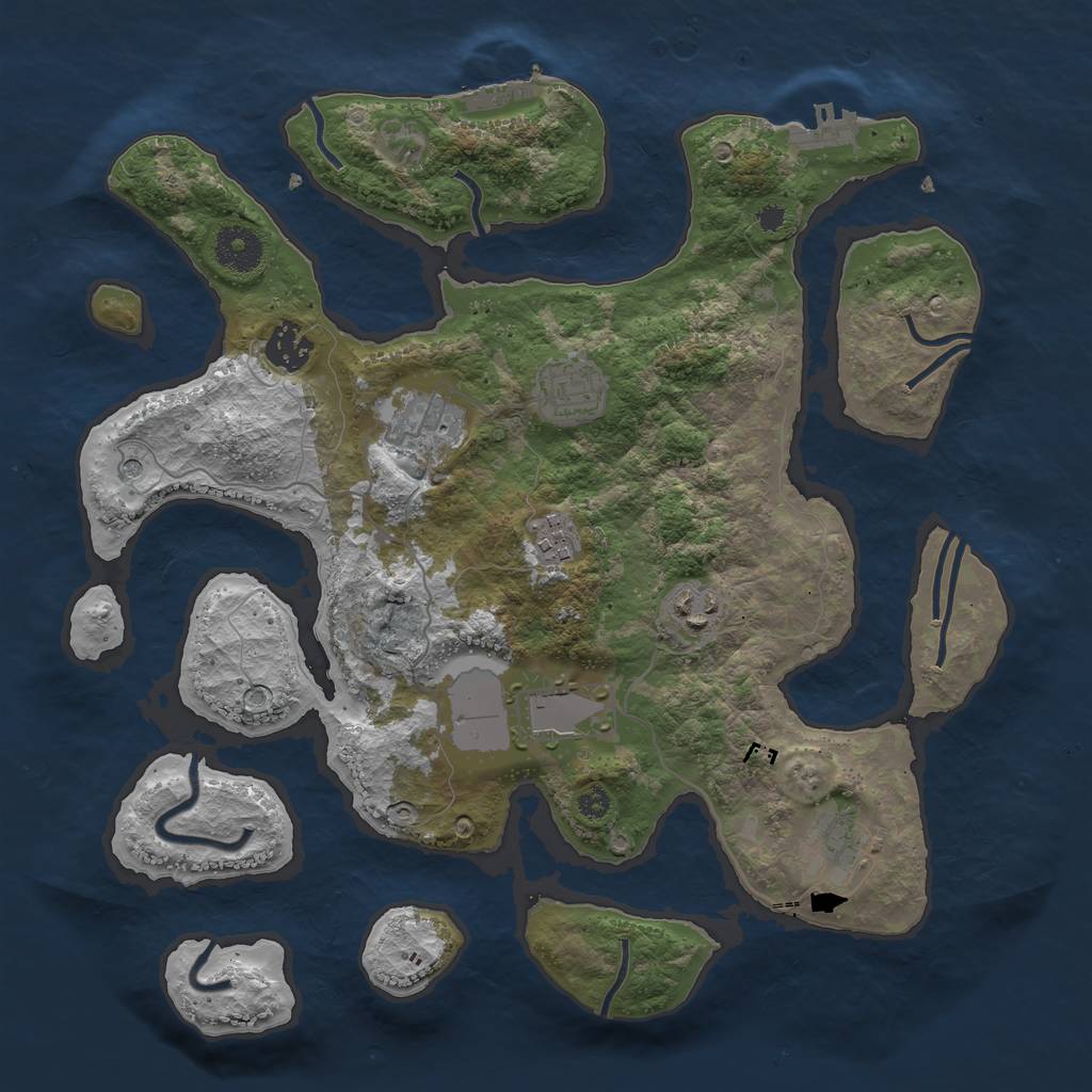 Rust Map: Procedural Map, Size: 3500, Seed: 212145971, 12 Monuments