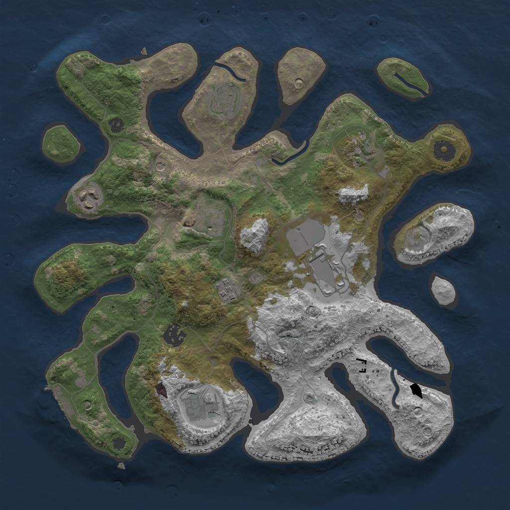 Rust Map: Procedural Map, Size: 3500, Seed: 798546, 12 Monuments