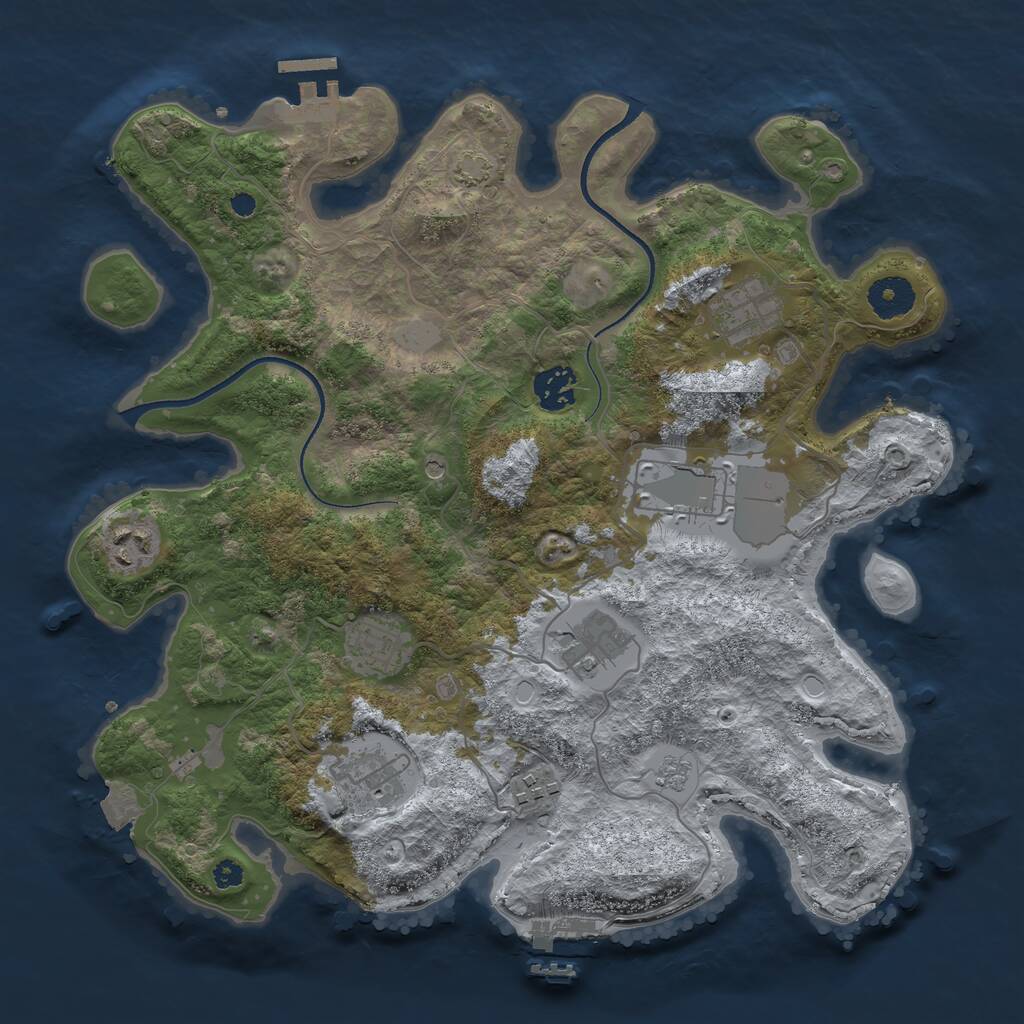 Rust Map: Procedural Map, Size: 3500, Seed: 798546, 14 Monuments