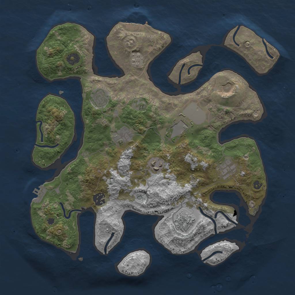 Rust Map: Procedural Map, Size: 3500, Seed: 595465, 14 Monuments