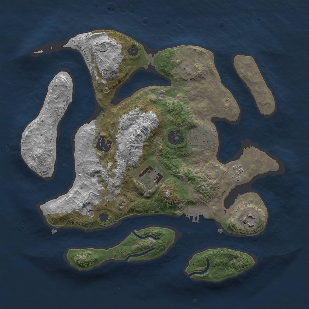 Rust Map: Procedural Map, Size: 3000, Seed: 974581963, 9 Monuments