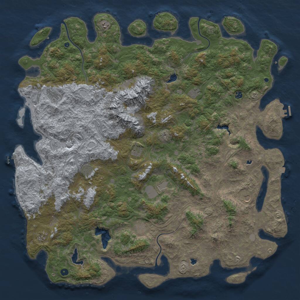 Rust Map: Procedural Map, Size: 6000, Seed: 96048736, 17 Monuments