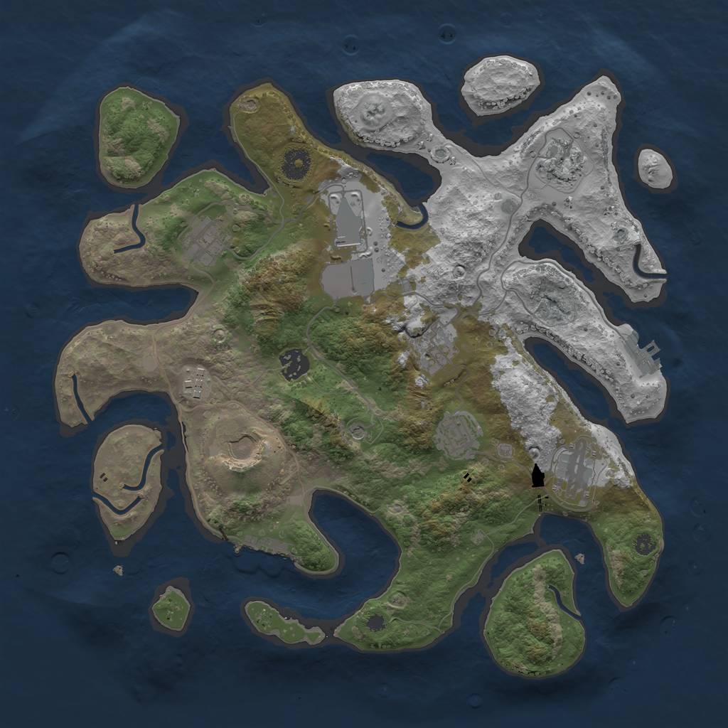 Rust Map: Procedural Map, Size: 3600, Seed: 404077, 14 Monuments
