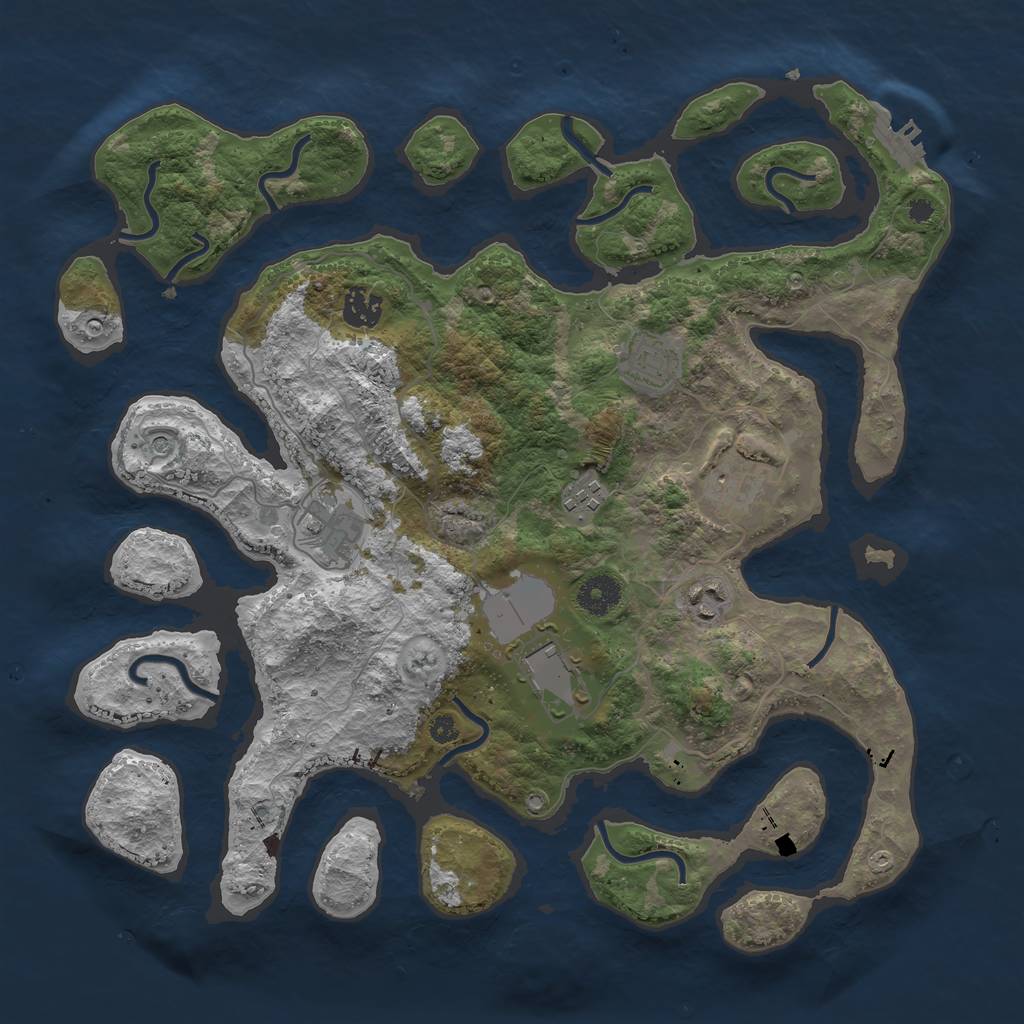 Rust Map: Procedural Map, Size: 3750, Seed: 863754349, 11 Monuments