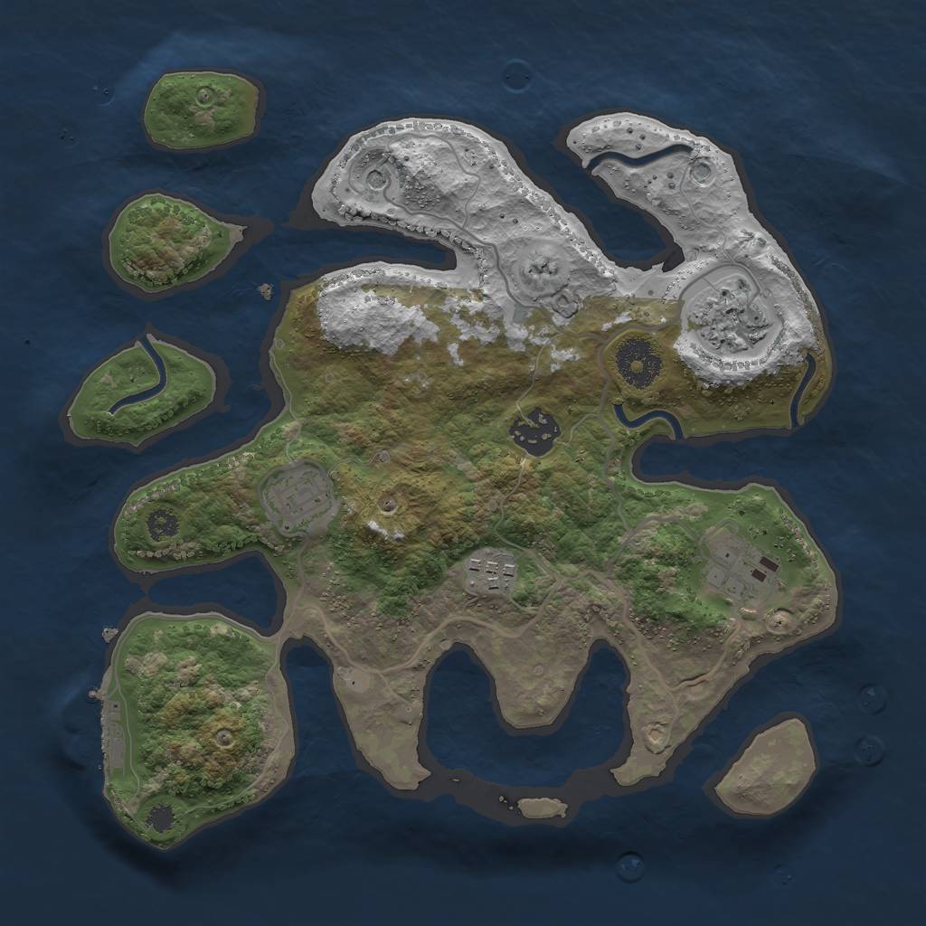 Rust Map: Procedural Map, Size: 3000, Seed: 430469257, 9 Monuments