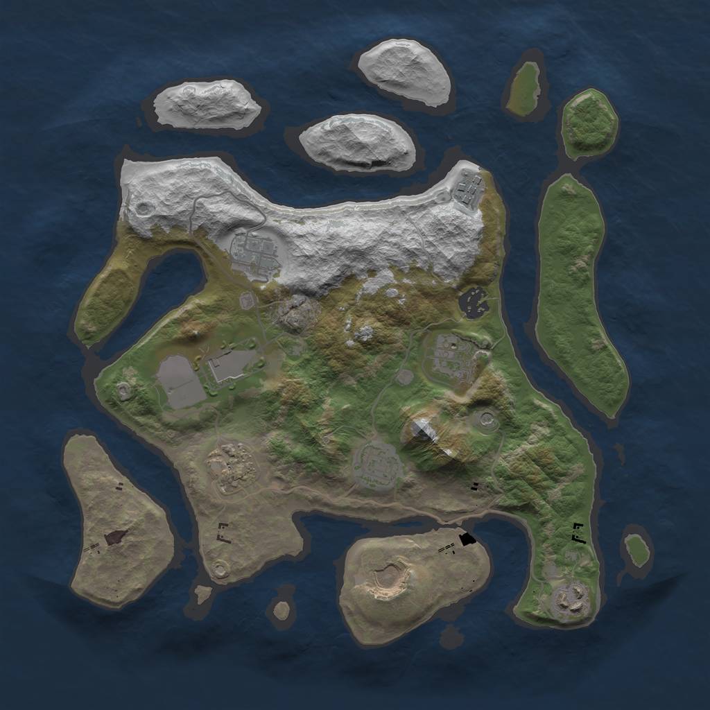 Rust Map: Barren, Size: 3500, Seed: 582908032, 12 Monuments