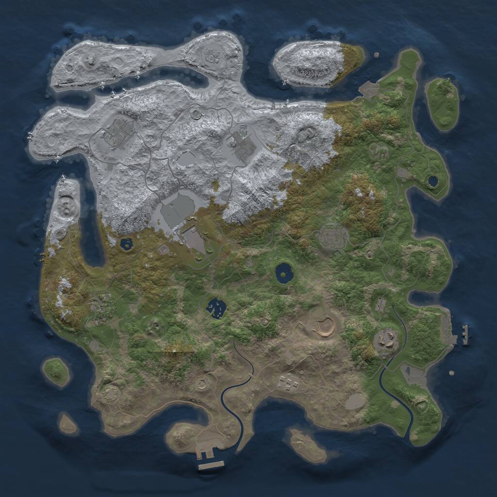 Rust Map: Procedural Map, Size: 3900, Seed: 990466710, 15 Monuments