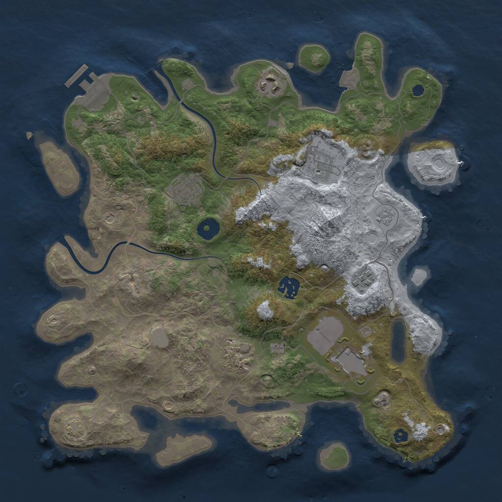 Rust Map: Procedural Map, Size: 3500, Seed: 5134, 12 Monuments