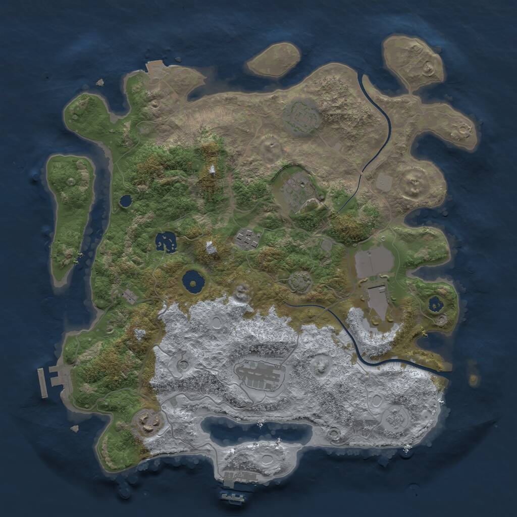 Rust Map: Procedural Map, Size: 3500, Seed: 476645133, 13 Monuments