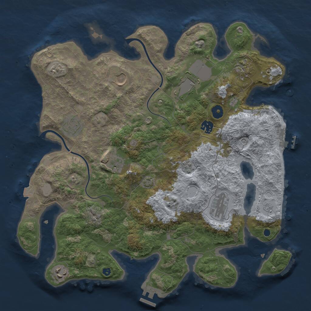 Rust Map: Procedural Map, Size: 3750, Seed: 1393419308, 15 Monuments