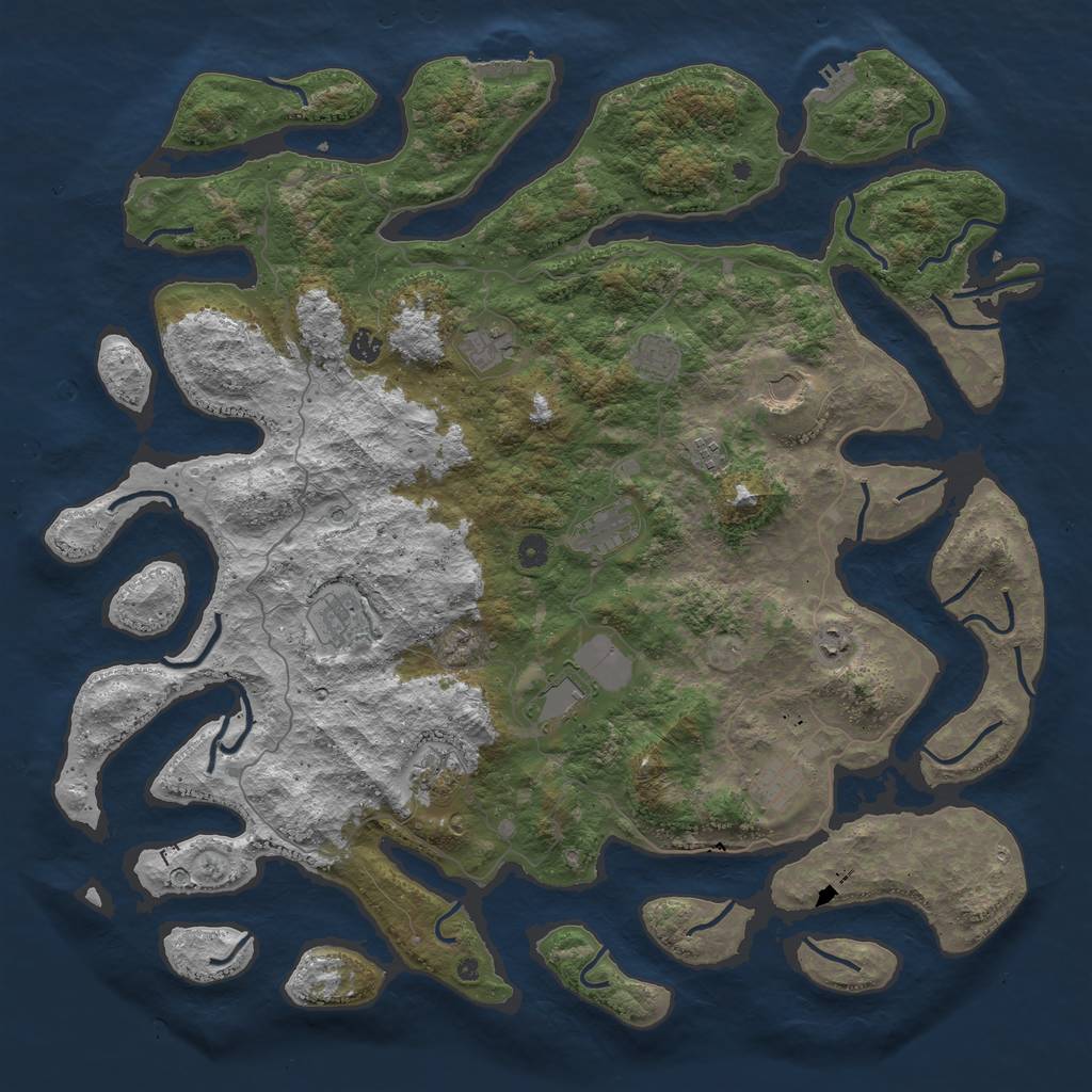 Rust Map: Procedural Map, Size: 5000, Seed: 23362, 16 Monuments