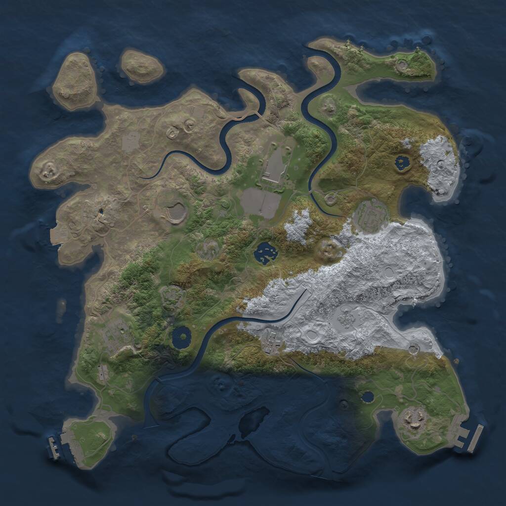Rust Map: Procedural Map, Size: 3500, Seed: 943597, 13 Monuments