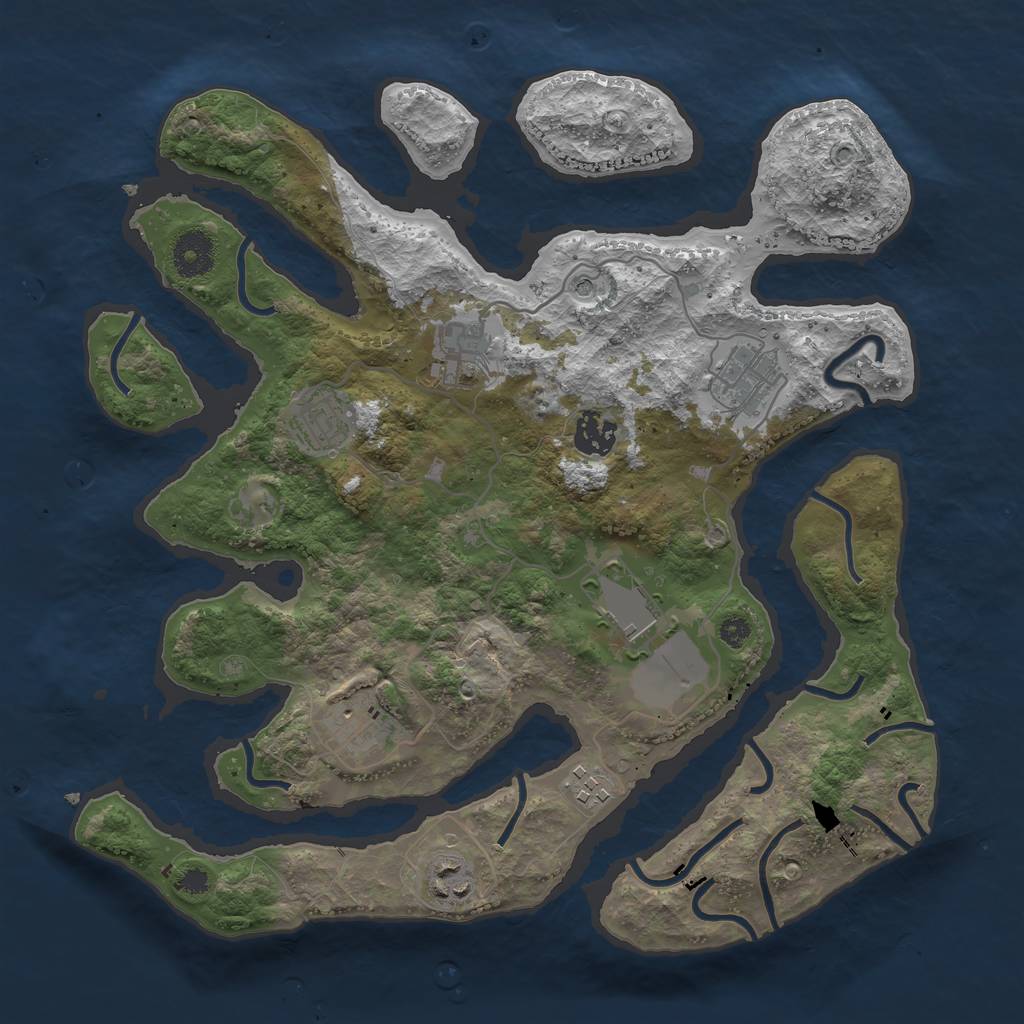 Rust Map: Procedural Map, Size: 3500, Seed: 865852, 11 Monuments