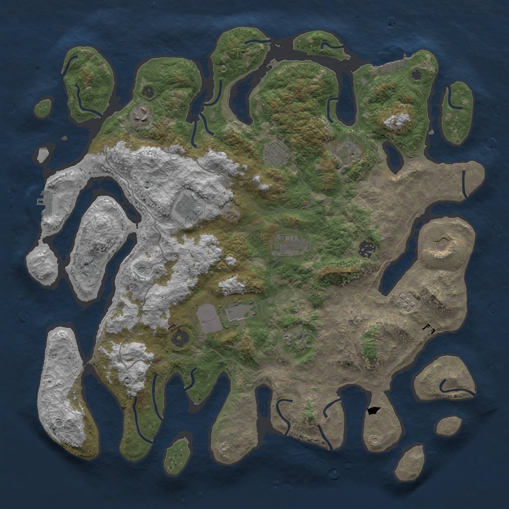 Rust Map: Procedural Map, Size: 4500, Seed: 1436718, 15 Monuments