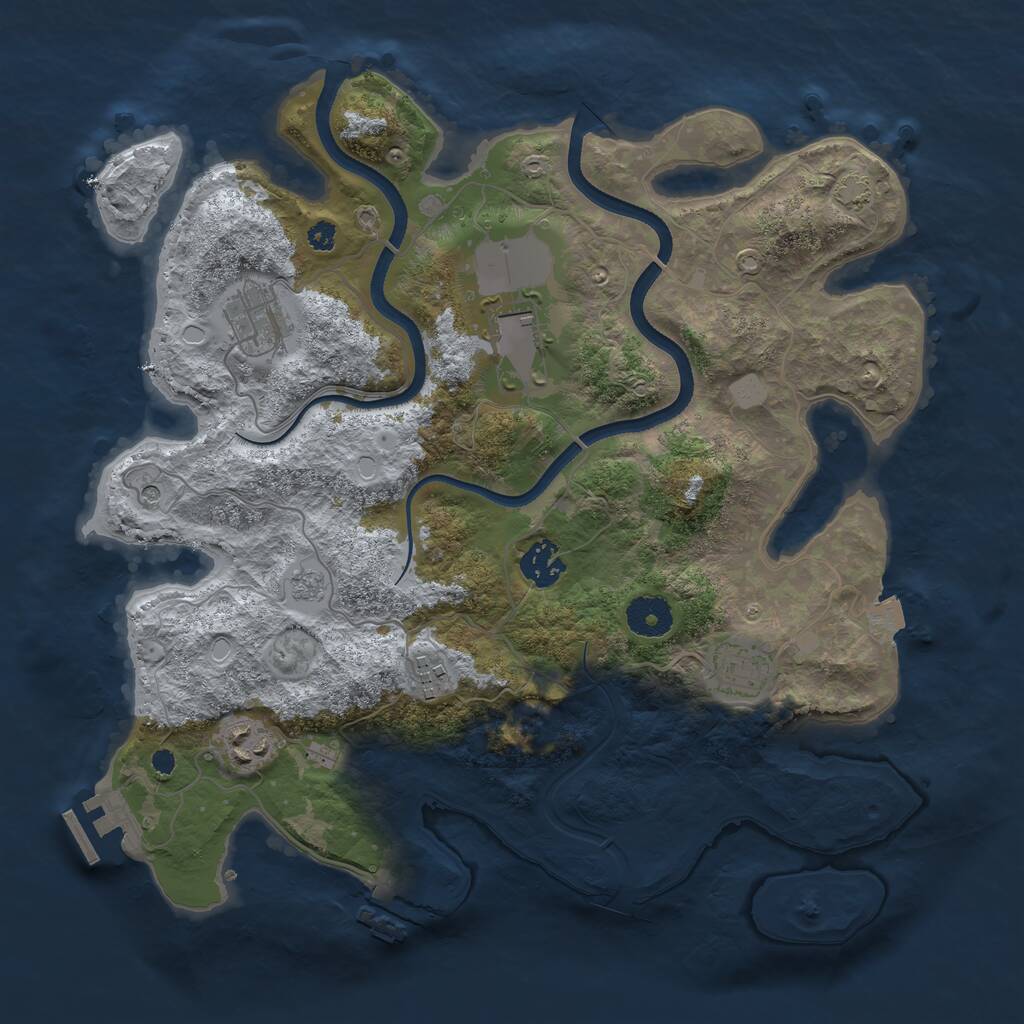 Rust Map: Procedural Map, Size: 3500, Seed: 1826, 12 Monuments