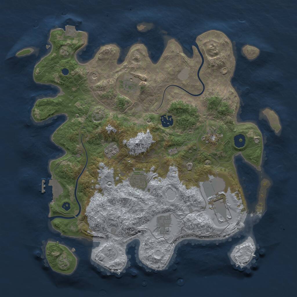 Rust Map: Procedural Map, Size: 3500, Seed: 107013, 12 Monuments