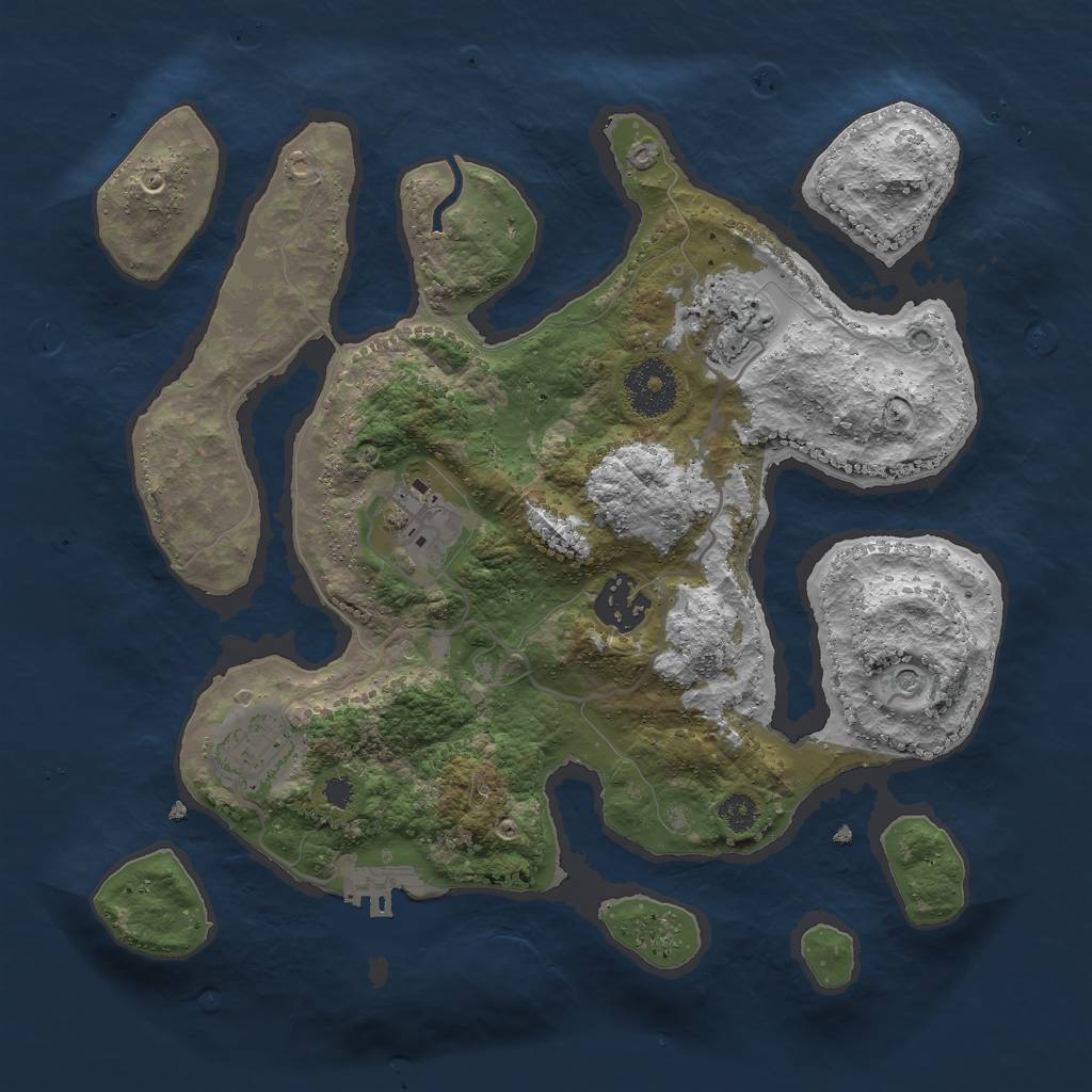 Rust Map: Procedural Map, Size: 3000, Seed: 1782117789, 8 Monuments
