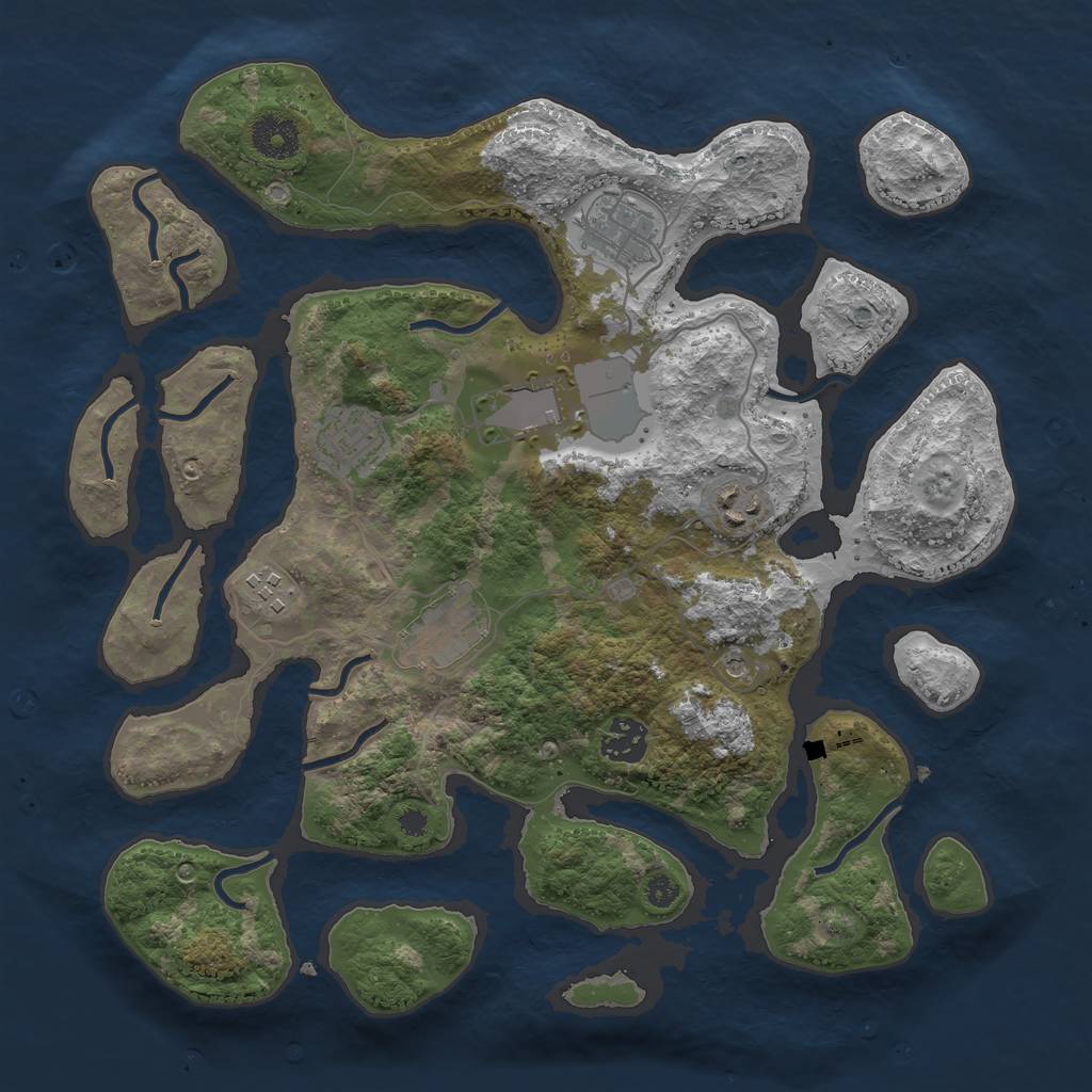 Rust Map: Procedural Map, Size: 3500, Seed: 136573400, 10 Monuments