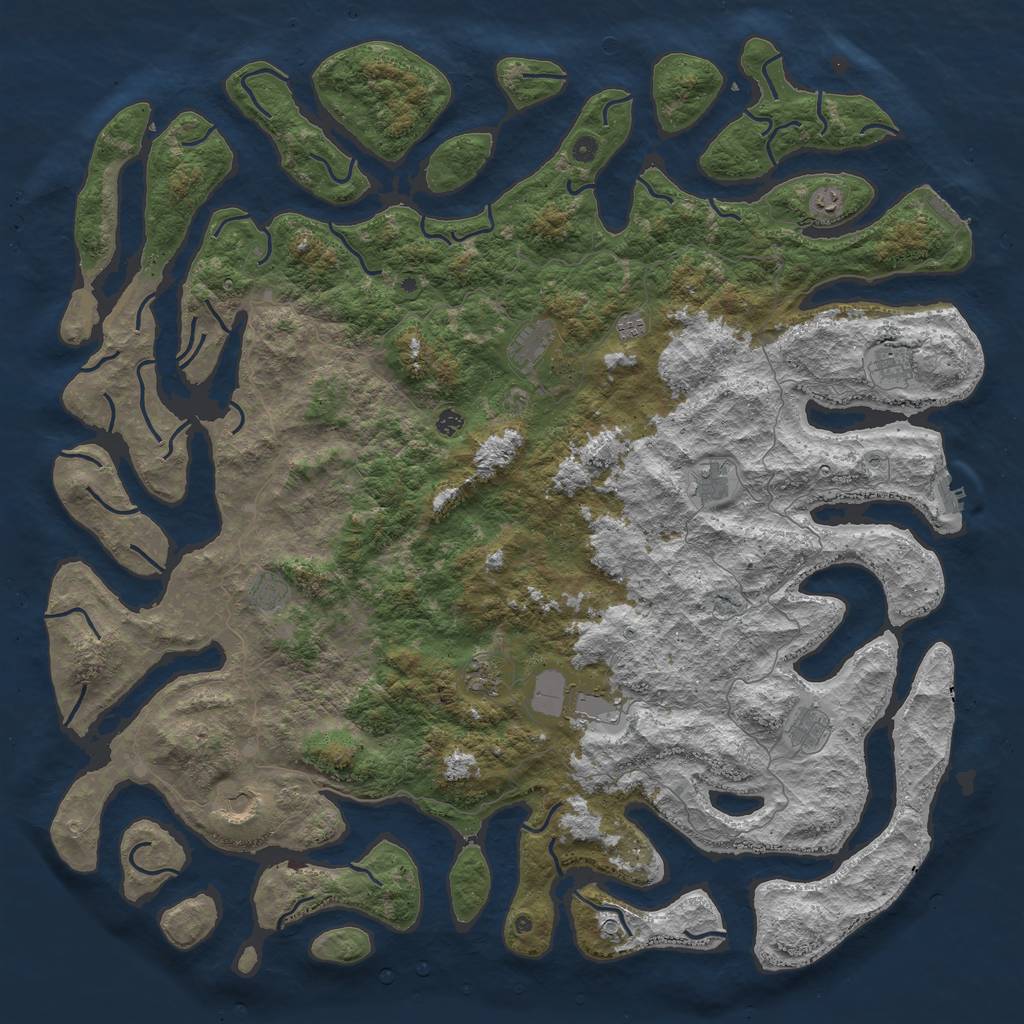 Rust Map: Procedural Map, Size: 6000, Seed: 34561236, 16 Monuments