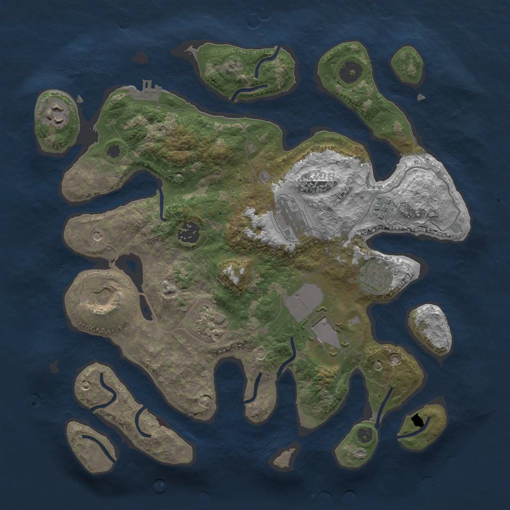 Rust Map: Procedural Map, Size: 3500, Seed: 7016, 12 Monuments