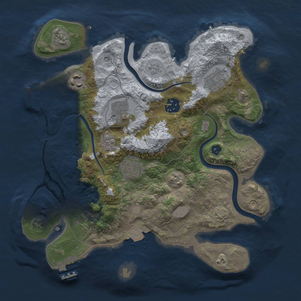 Rust Map: Procedural Map, Size: 3000, Seed: 2004823165, 12 Monuments