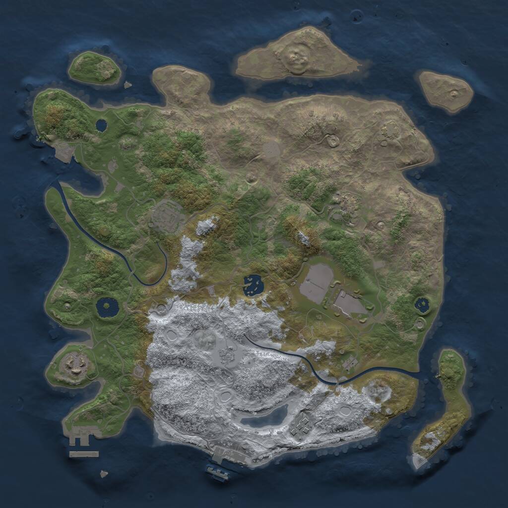 Rust Map: Procedural Map, Size: 3500, Seed: 931436, 12 Monuments