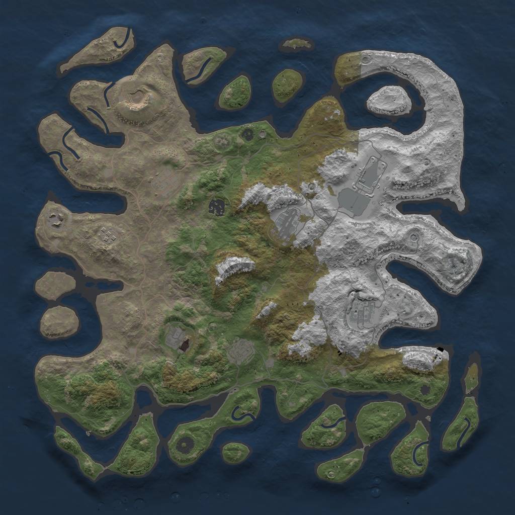 Rust Map: Procedural Map, Size: 4500, Seed: 3123, 13 Monuments
