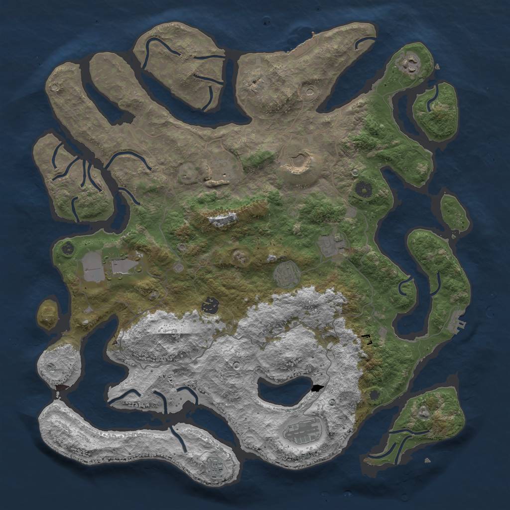 Rust Map: Procedural Map, Size: 4500, Seed: 51873122, 14 Monuments
