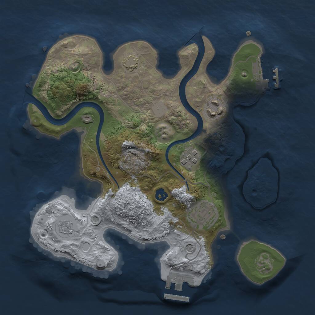 Rust Map: Procedural Map, Size: 2500, Seed: 1917189246, 9 Monuments