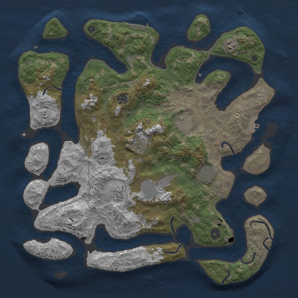 Rust Map: Procedural Map, Size: 4200, Seed: 57, 13 Monuments