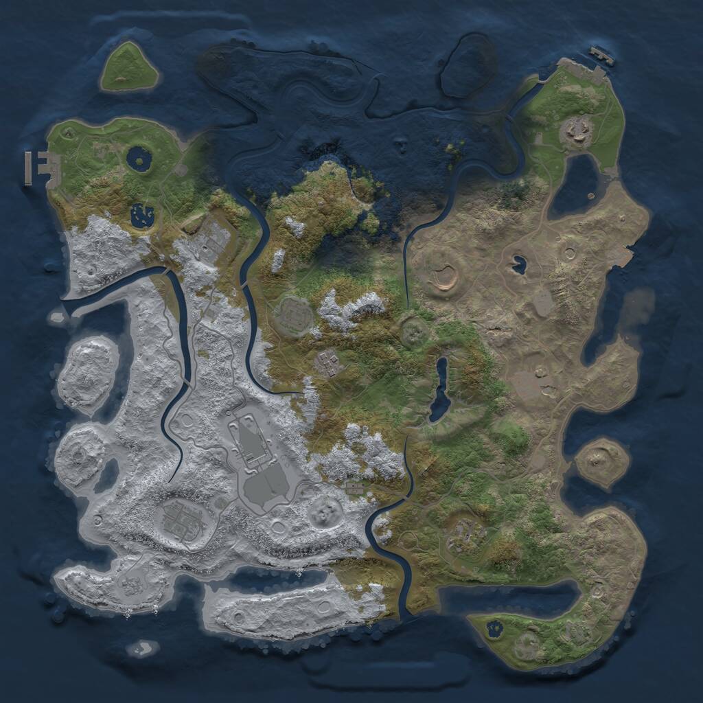 Rust Map: Procedural Map, Size: 4200, Seed: 57, 16 Monuments