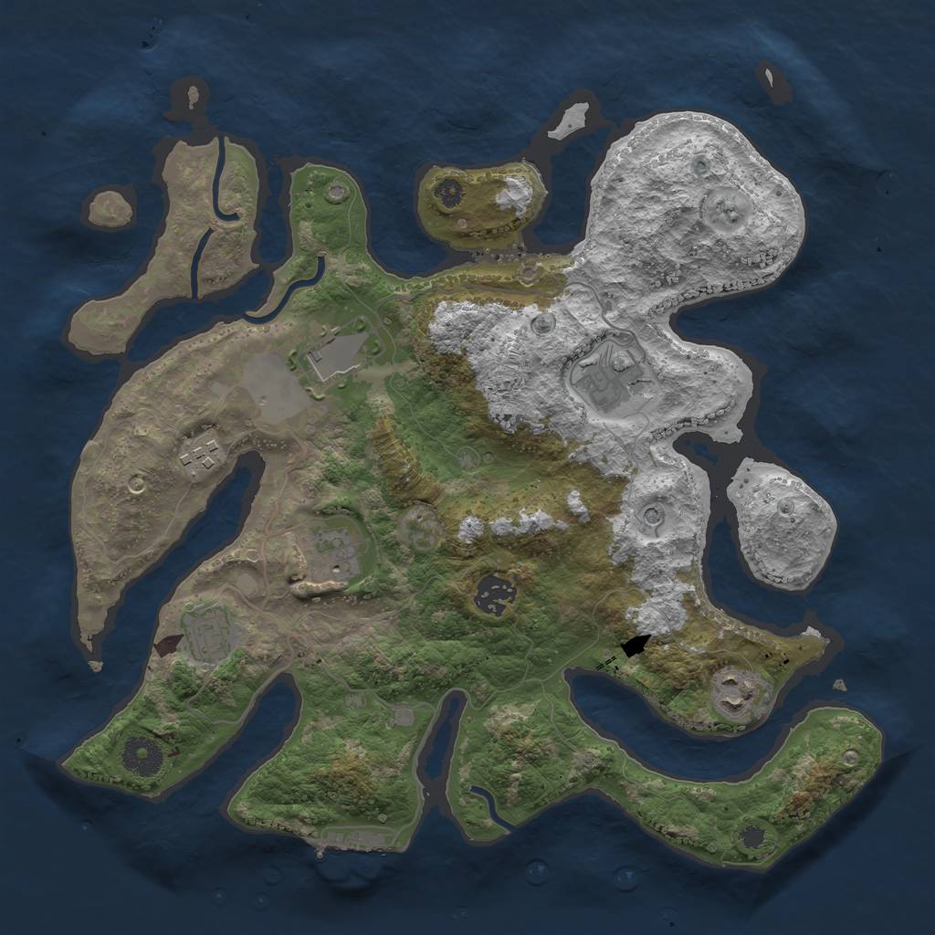 Rust Map: Procedural Map, Size: 3500, Seed: 168163039, 11 Monuments