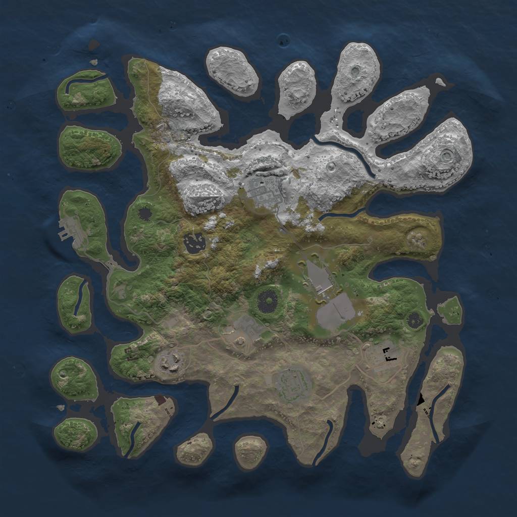 Rust Map: Procedural Map, Size: 3500, Seed: 750155044, 10 Monuments