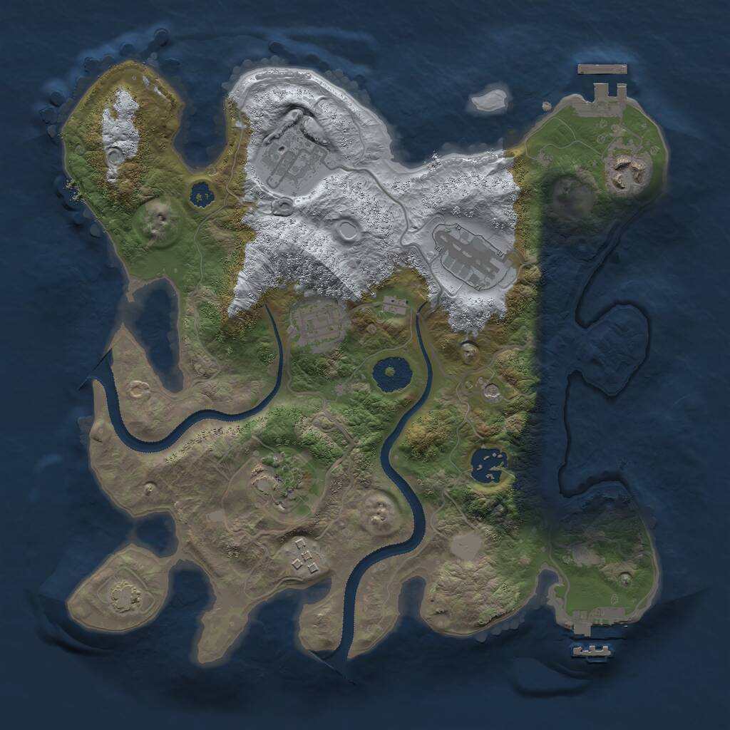 Rust Map: Procedural Map, Size: 3000, Seed: 24658, 12 Monuments