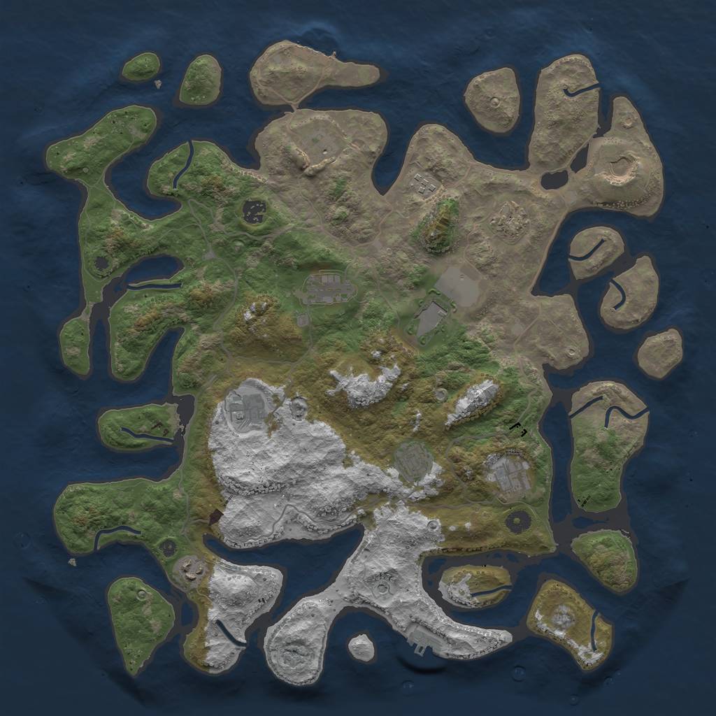 Rust Map: Procedural Map, Size: 4500, Seed: 955772554, 16 Monuments