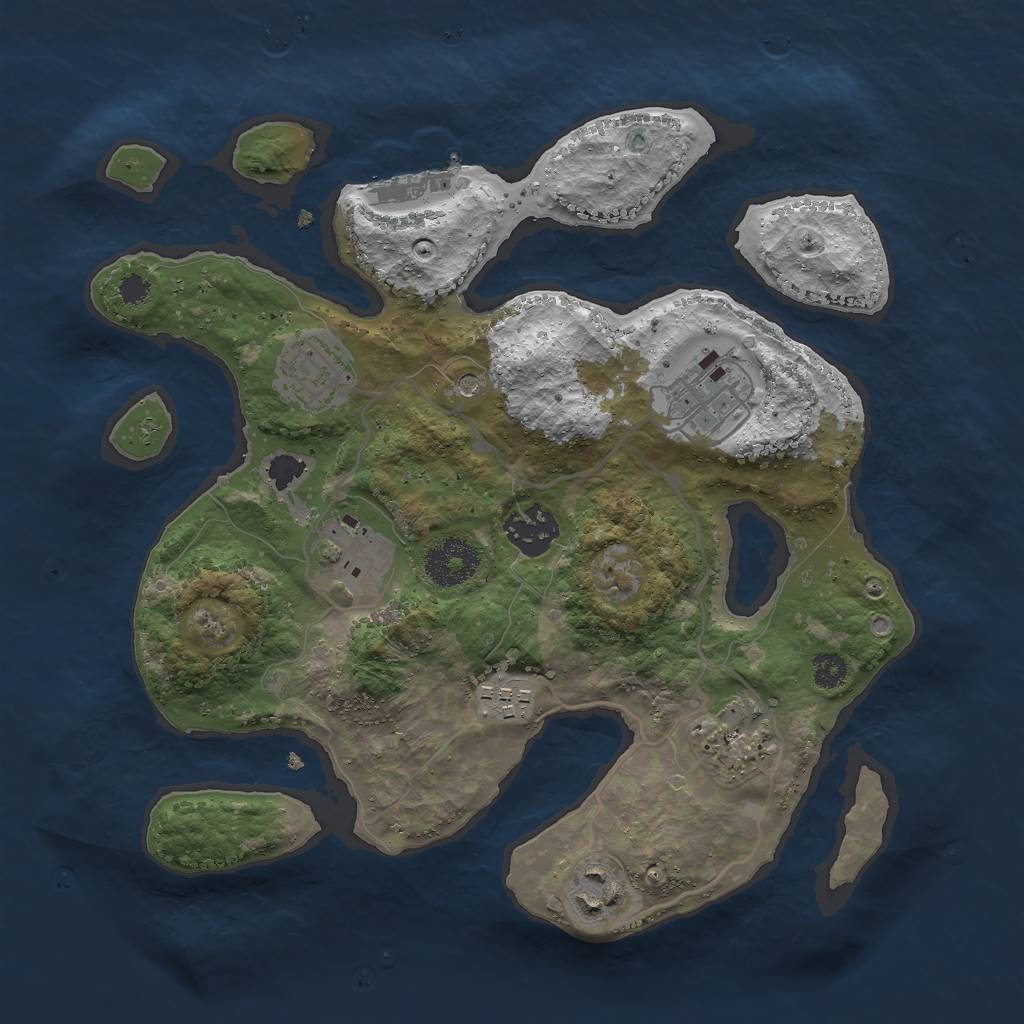 Rust Map: Procedural Map, Size: 3000, Seed: 323793336, 11 Monuments