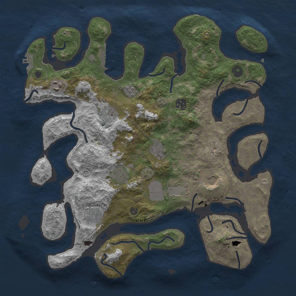 Rust Map: Procedural Map, Size: 3888, Seed: 1631437435, 14 Monuments