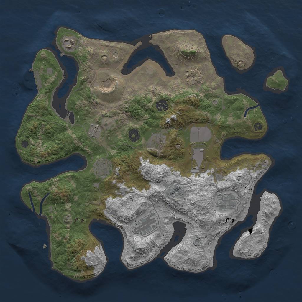 Rust Map: Procedural Map, Size: 3700, Seed: 752996158, 14 Monuments