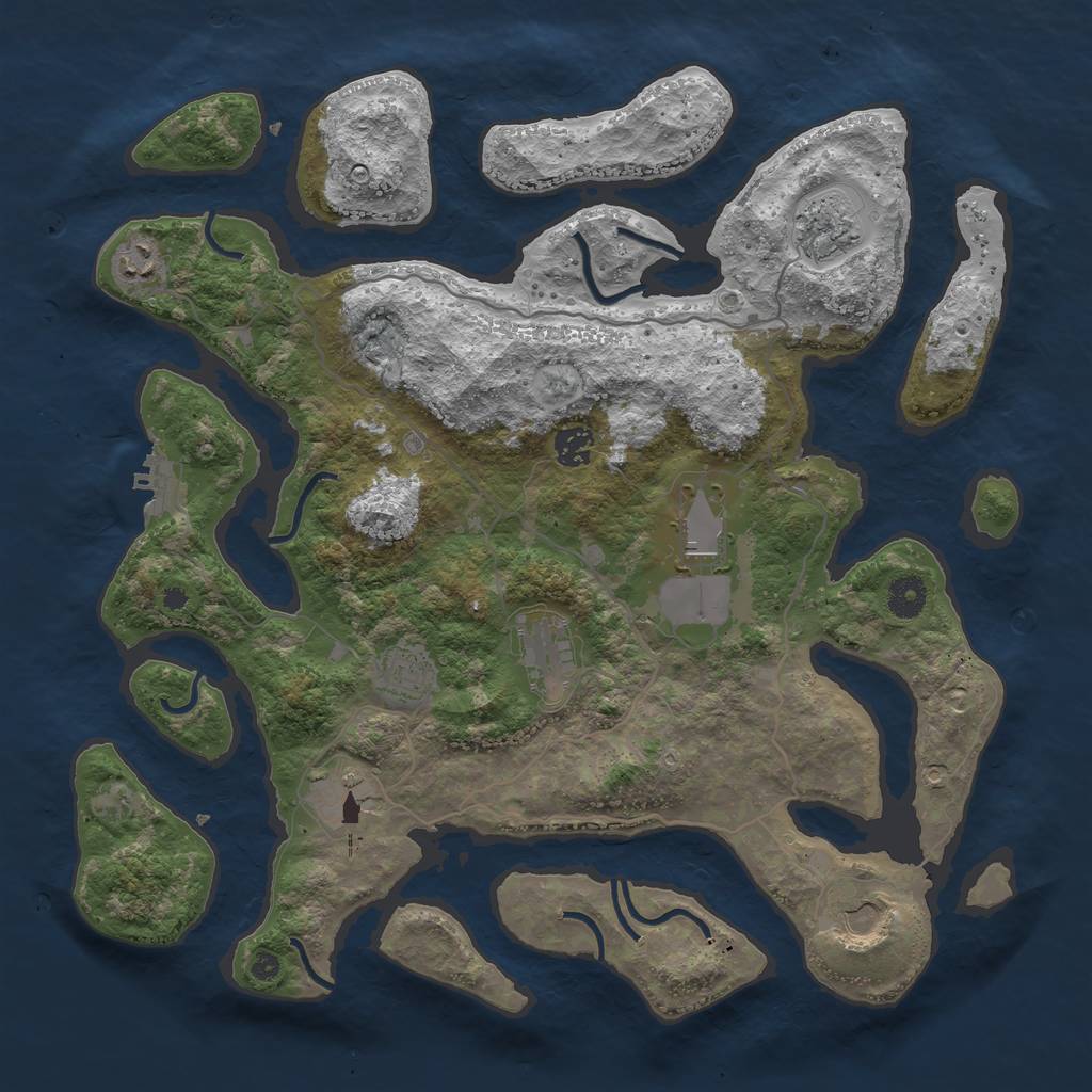 Rust Map: Procedural Map, Size: 4000, Seed: 1200680453, 11 Monuments