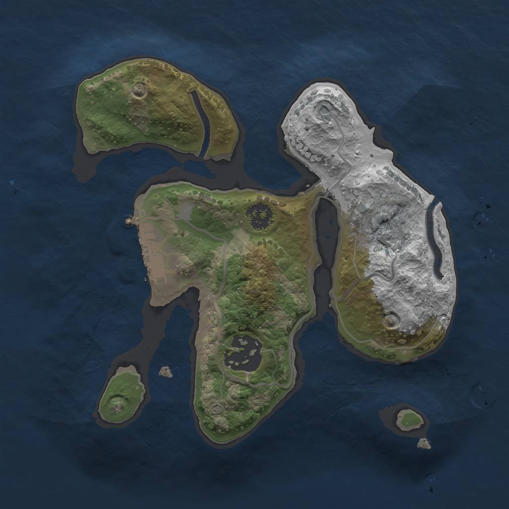 Rust Map: Procedural Map, Size: 2000, Seed: 1484523573, 4 Monuments