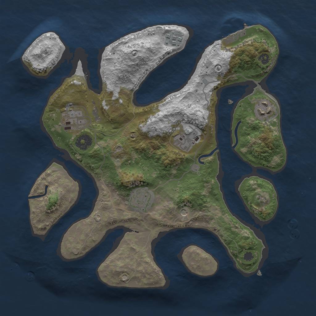 Rust Map: Procedural Map, Size: 3000, Seed: 901738325, 9 Monuments