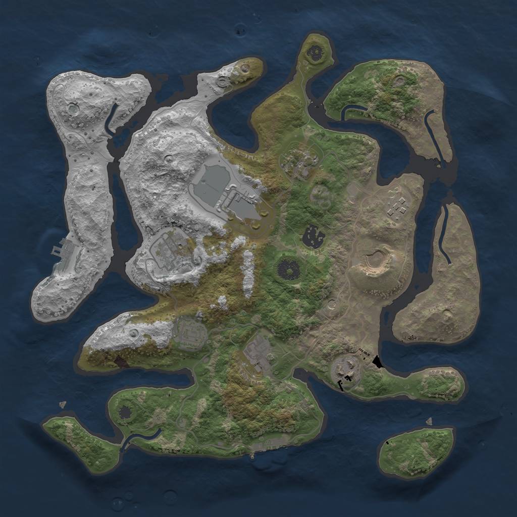 Rust Map: Procedural Map, Size: 3500, Seed: 1707390, 14 Monuments