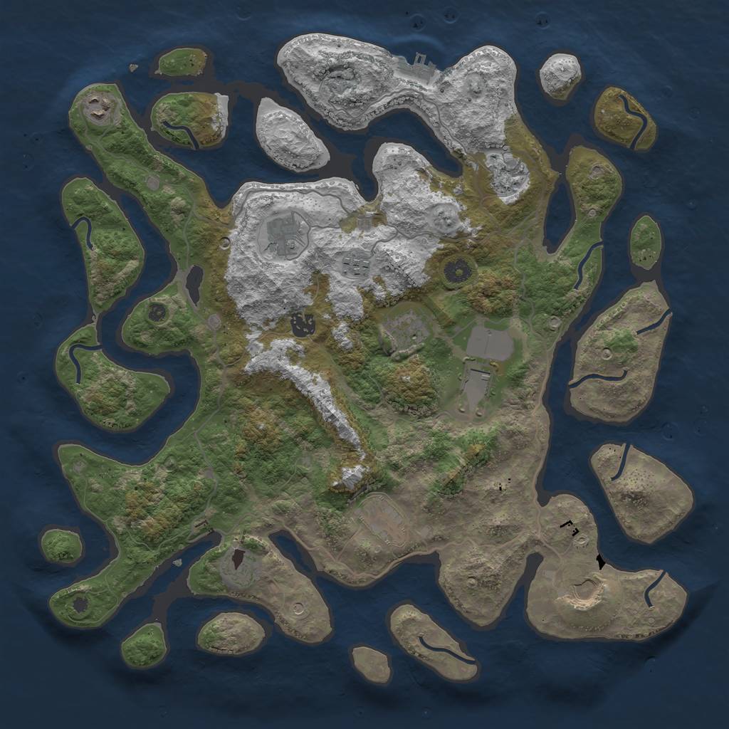 Rust Map: Procedural Map, Size: 4250, Seed: 1493252805, 14 Monuments