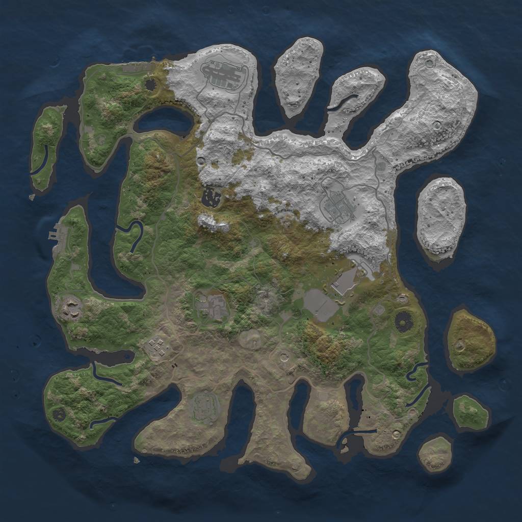 Rust Map: Procedural Map, Size: 4000, Seed: 59885227, 13 Monuments