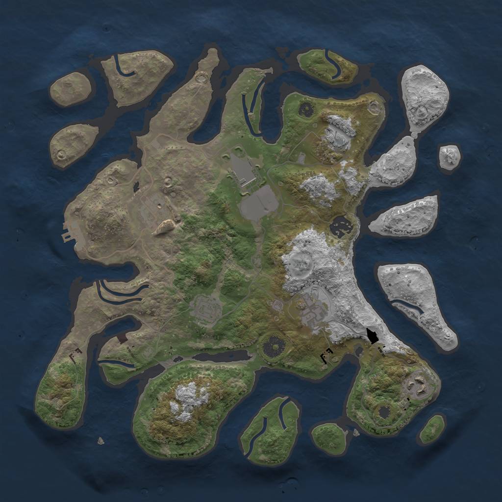 Rust Map: Procedural Map, Size: 3500, Seed: 99112191, 10 Monuments