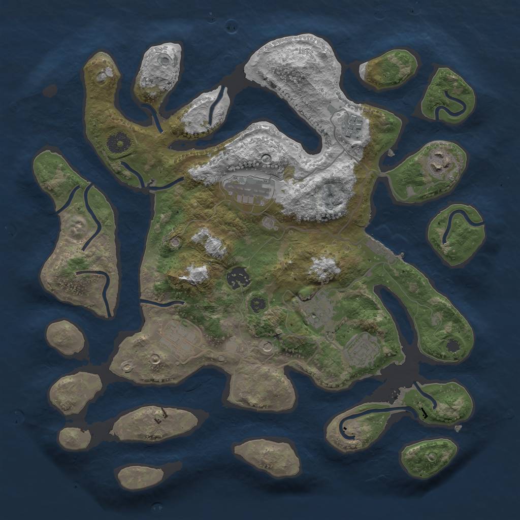 Rust Map: Procedural Map, Size: 3500, Seed: 114115, 11 Monuments