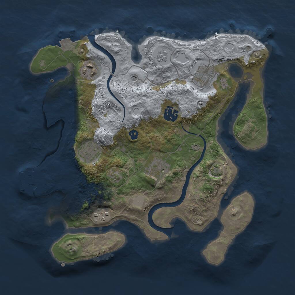 Rust Map: Procedural Map, Size: 3000, Seed: 2422245, 11 Monuments