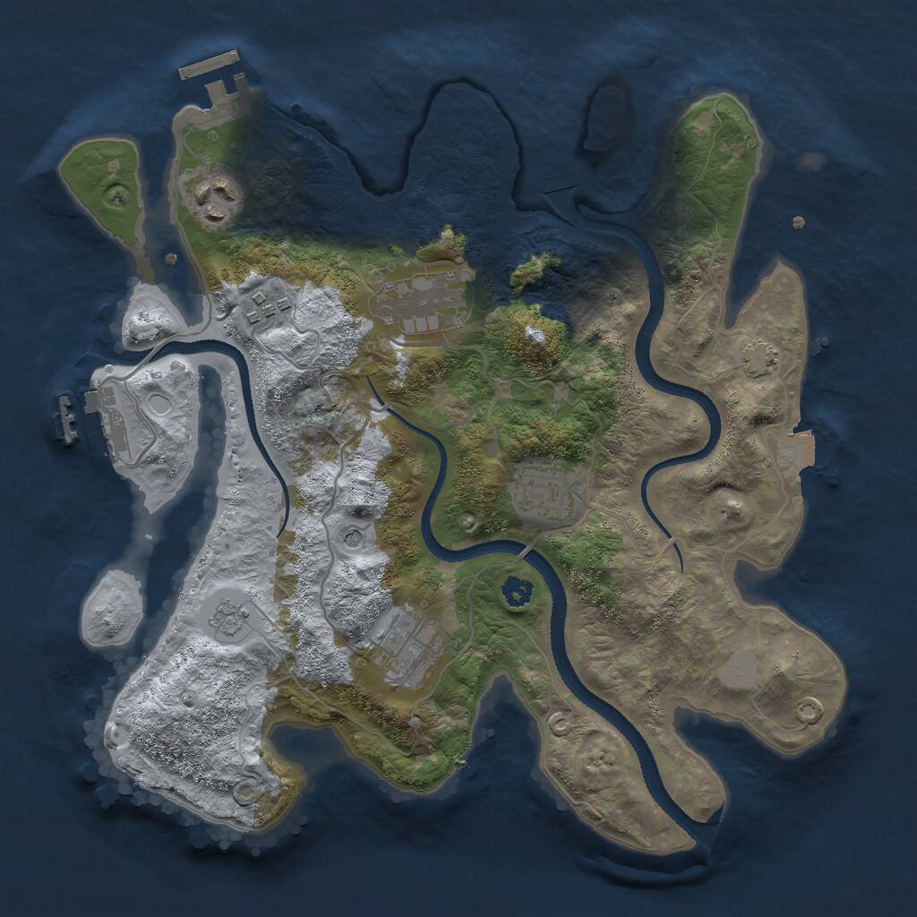 Rust Map: Procedural Map, Size: 3000, Seed: 159673689, 11 Monuments